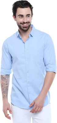 Style Nest Men Solid Casual Light Blue Shirt