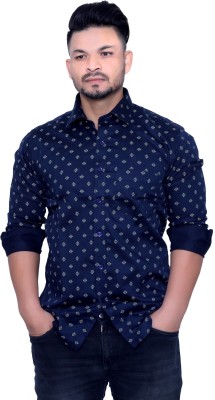 AISH N RIDH Men Printed Casual Blue Shirt