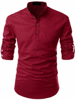 DIGIMI Men Solid A-line Kurta(Red)