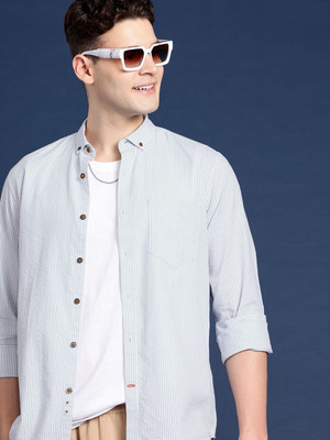 Mast & Harbour Men Striped Casual Grey Shirt