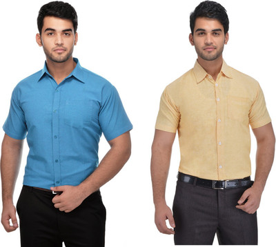 DESHBANDHU KHADI Men Solid Formal Multicolor Shirt(Pack of 2)