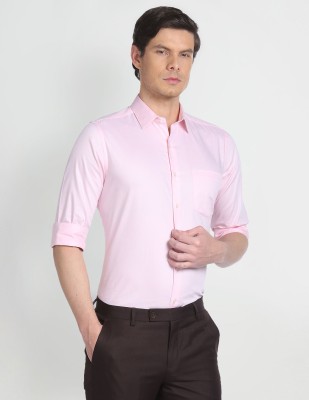 ARROW Men Self Design Formal Pink Shirt