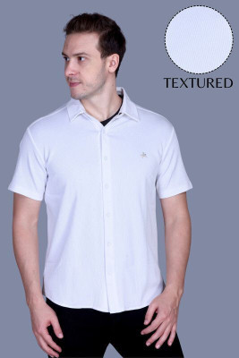 ParcelYard Men Self Design Casual White Shirt