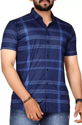 Kayra Enterprise Men Printed Casual Blue Shirt