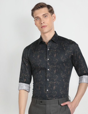 Arrow Newyork Men Printed Casual Brown, Black Shirt