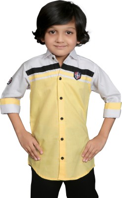 SKY PEARL Boys Color Block Casual Yellow Shirt