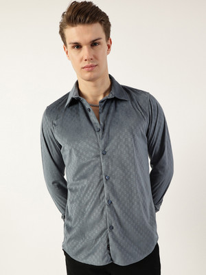 THOMAS SCOTT Men Self Design Casual Grey Shirt