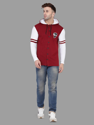 Lawful Casual Men Solid Casual White, Maroon Shirt