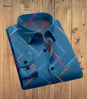 NAVYASTYLE Men Printed Casual Blue Shirt