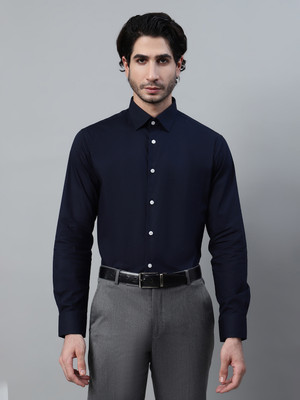CANTABIL Men Solid Formal Dark Blue Shirt