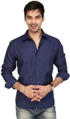 Super Weston Trend Men Solid Casual Blue Shirt