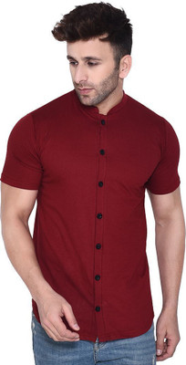 HouseOfCommon Men Solid Casual Maroon Shirt