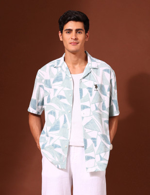 U.S. POLO ASSN. Men Printed Casual Blue Shirt