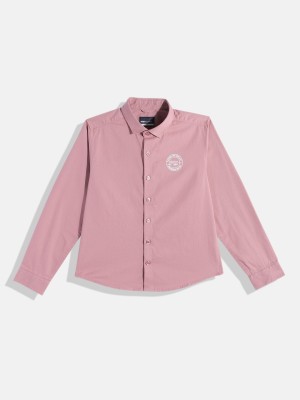 M&H Juniors Boys Solid Casual Pink Shirt