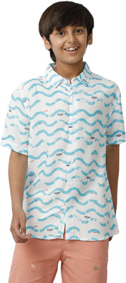 Under Fourteen Only Boys Printed Casual Green Shirt