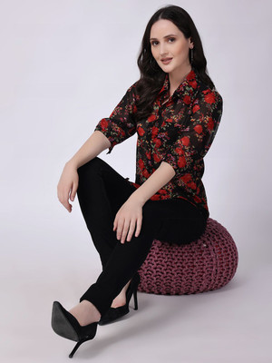 Moda Rapido Women Printed Casual Black Shirt