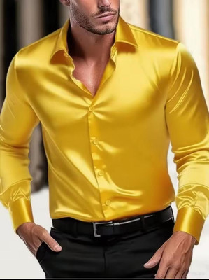 METRONAUT Men Solid Formal Yellow Shirt