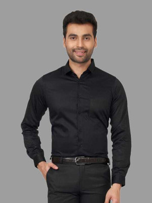 DUCCKCREATION Men Solid Formal Black Shirt