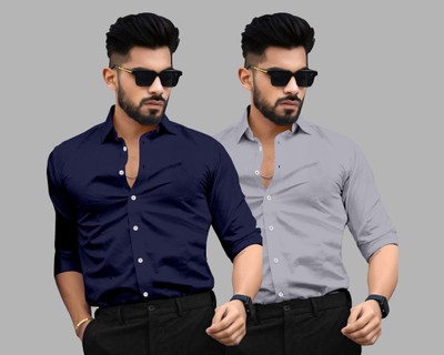 LYZOO FASHION Men Solid Formal Multicolor Shirt