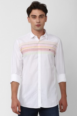 PETER ENGLAND Men Striped Casual White Shirt