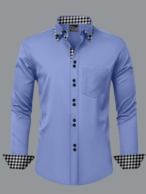 Khushi Creation Men Solid Casual Light Blue Shirt