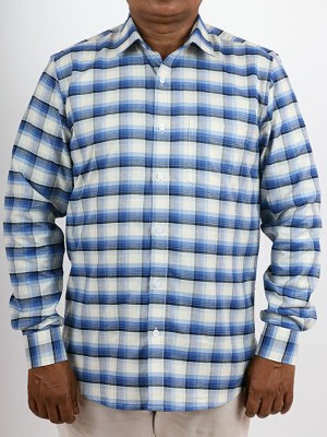 ATREYA FABRIX PRIVATE LIMITED Men Checkered Formal Blue Shirt