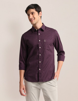 U.S. POLO ASSN. Men Printed Casual Purple Shirt