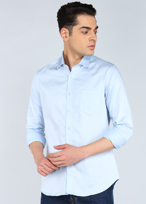 INTEGRITI Men Solid Casual Light Blue Shirt