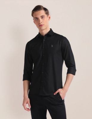 U.S. POLO ASSN. Men Solid Casual Black Shirt