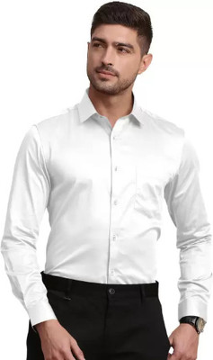 THREADDZILLAA Men Solid Formal White Shirt