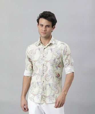 RARE RABBIT Men Floral Print Casual Green Shirt