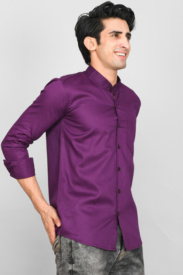 Wickster Men Solid Formal Purple Shirt