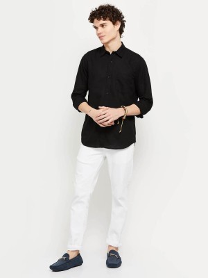 MAX Men Solid Casual Black Shirt