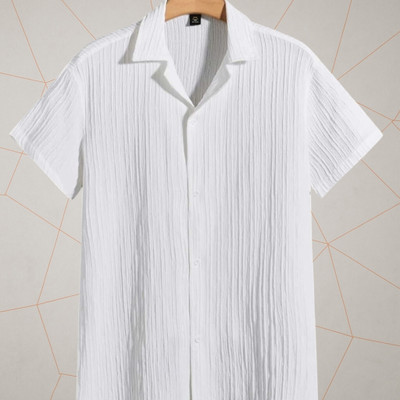 A Dearise Trend Men Self Design Casual White Shirt