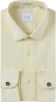 RARE RABBIT Men Solid Formal Yellow Shirt