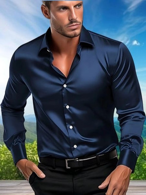 BS Enterprise Men Solid Casual Dark Blue Shirt