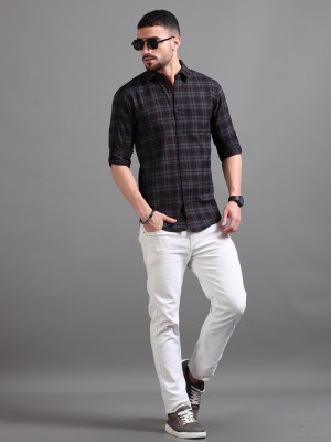 PROVOGUE Men Checkered Casual Grey Shirt