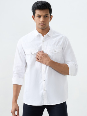 Spykar Men Solid Casual White Shirt