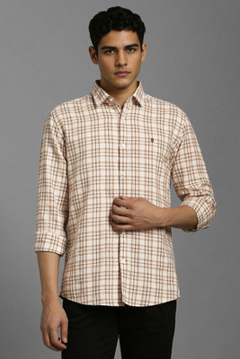 LOUIS PHILIPPE Men Checkered Casual Beige Shirt