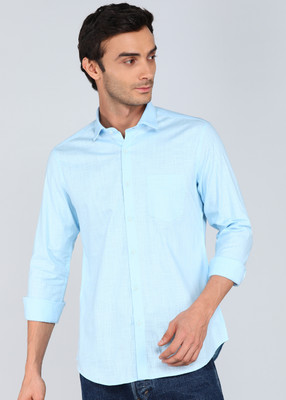 INTEGRITI Men Solid Casual Light Blue Shirt