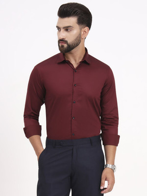 Urban Core Men Solid Formal Maroon Shirt