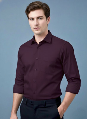 Fashion original Men Solid Formal Purple Shirt