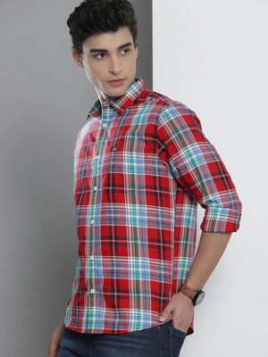 The Indian Garage Co. Men Checkered Casual Red Shirt