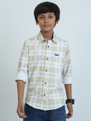 ROCKET SCIENCE Boys Checkered Casual White Shirt