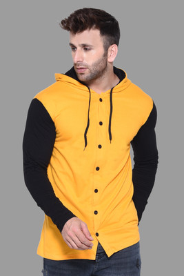 Trendfull Men Solid Casual Black, Yellow Shirt