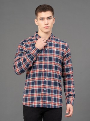 RED TAPE Men Checkered Casual Dark Blue Shirt