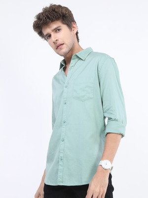 HIGHLANDER Men Solid Casual Green Shirt
