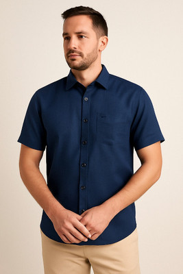 Adam Phillip Men Solid Formal Dark Blue Shirt