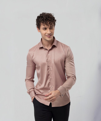 Snitch Men Solid Casual Pink Shirt