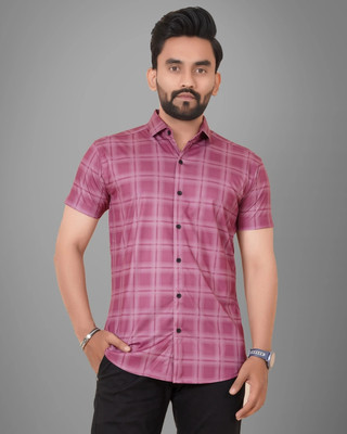 METRONAUT Men Checkered Casual Pink Shirt